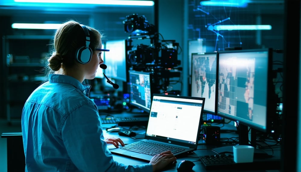 Access control and surveillance support team at work Access control and surveillance support team at work